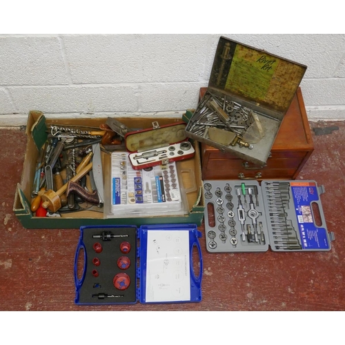 329 - Collection of tools to include tap and die sets etc