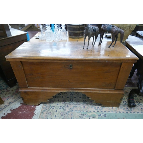 347 - Antique pitch pine coffer with candle box - Approx size: W: 134cm D: 50cm H: 75cm