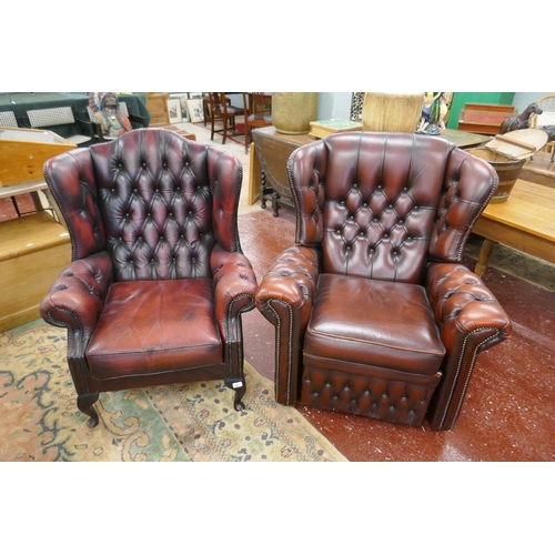 364 - 2 oxblood red leather armchairs