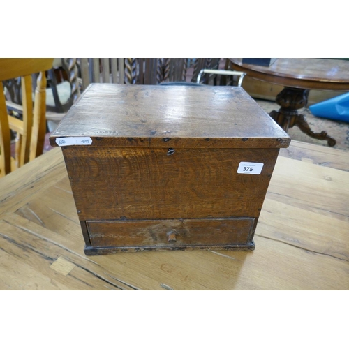 375 - Antique Wooden deed box - Approx size: W: 34cm D: 26cm H: 26cm