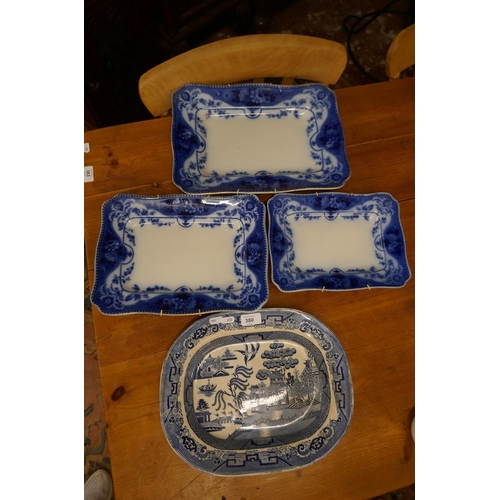 380 - Blue and white meat platters