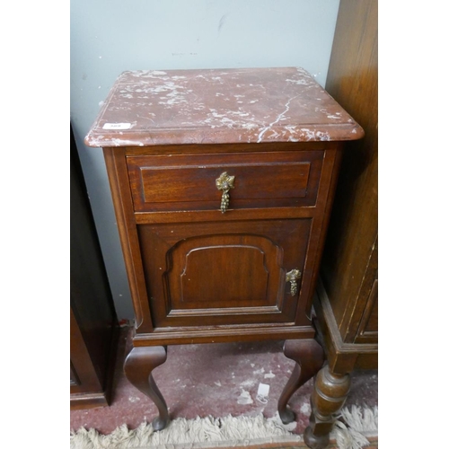 389 - Marble top bedside cabinet