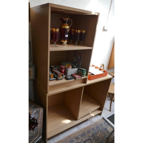 411 - 2 oak shelving units