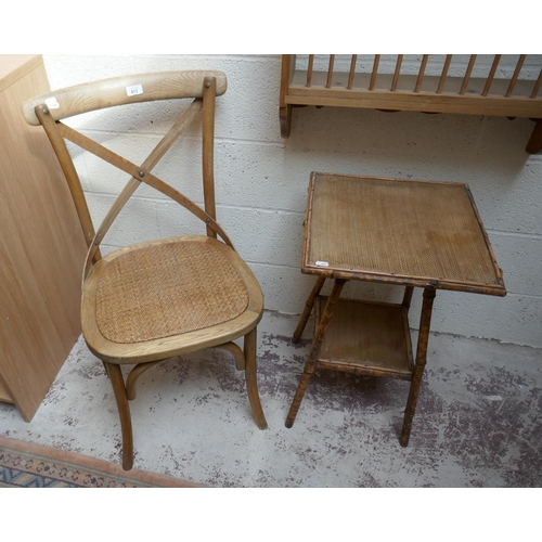 413 - Vintage bamboo side table and colonial style chair