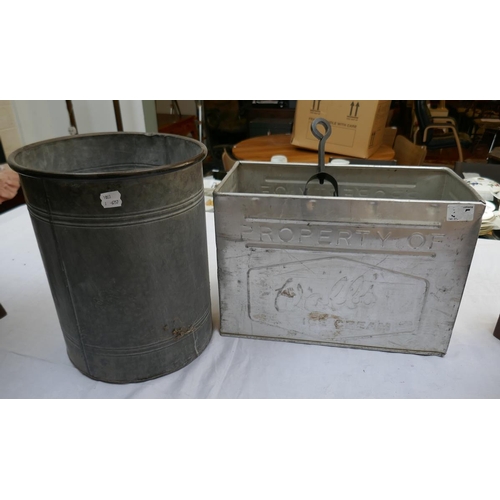 417 - 2 galvanised buckets one impressed Property of Walls Ice Cream