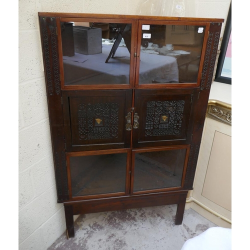 419 - Oriental themed corner cabinet with well carved panels