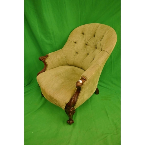 452 - Victorian well-shaped button-back armchair