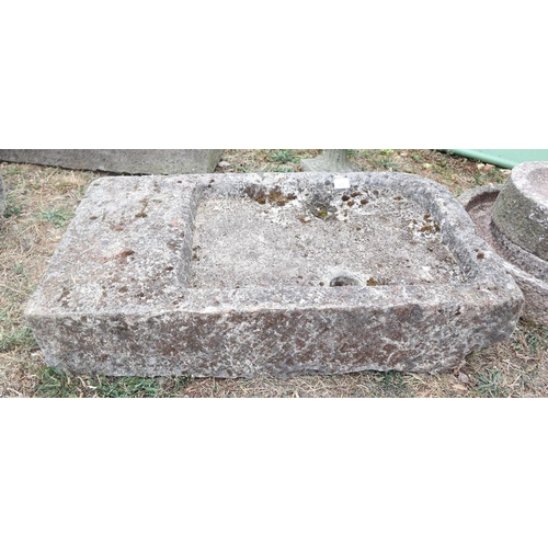 472 - Large antique stone draining trough - Approx size: W: 105cm D: 60cm H: 25cm