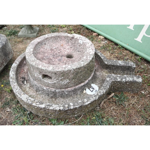 473 - Antique stone circular 2 piece trough 