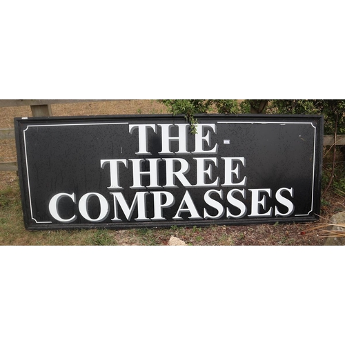 476 - The Three Compasses pub sign - Approx size: 246cm x 90cm