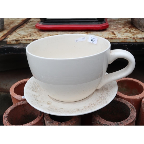 497 - Large cup and saucer planter