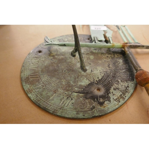 225 - Weathervane sundial top with Verdigris patina