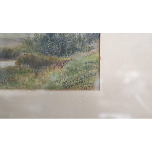 258 - Watercolour Kentish landscape by J H Leonard - see reverse - Approx image size: 27cm x 19cm