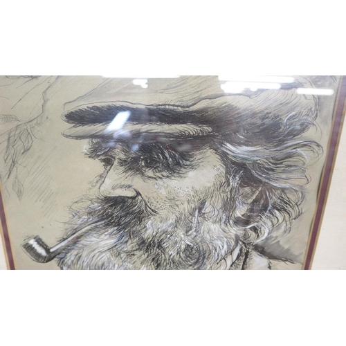 259 - Ink and wash titled Diogenes by Rosemary Birmingham - Approx image size: 28cm x 23cm