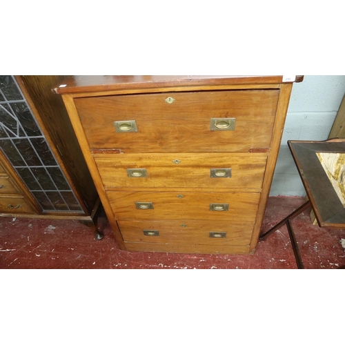 290 - Mahogany chest with secretaire drawer - Approx W: 89cm D: 48cm H: 106cm