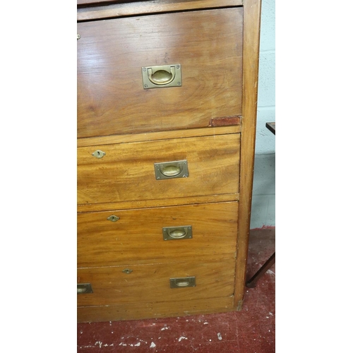 290 - Mahogany chest with secretaire drawer - Approx W: 89cm D: 48cm H: 106cm