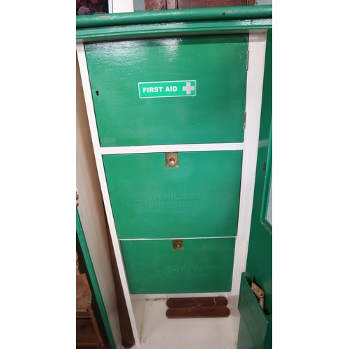 296 - Railway first aid cabinet - Approx size: W: 71cm D: 39cm H: 152cm