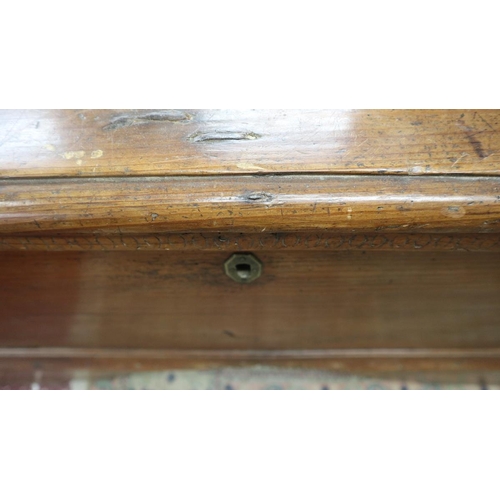 347 - Antique pitch pine coffer with candle box - Approx size: W: 134cm D: 50cm H: 75cm