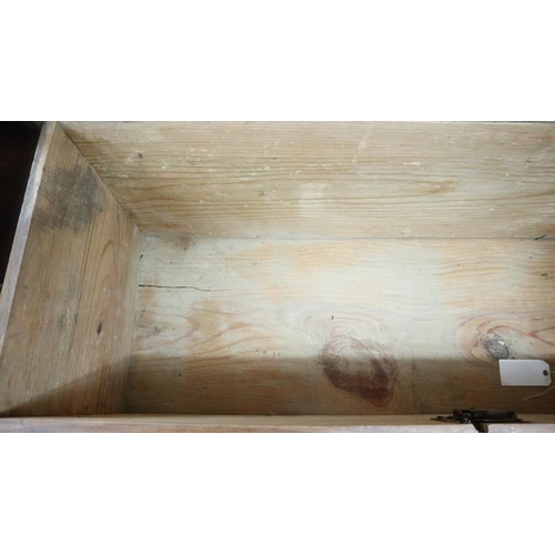 347 - Antique pitch pine coffer with candle box - Approx size: W: 134cm D: 50cm H: 75cm