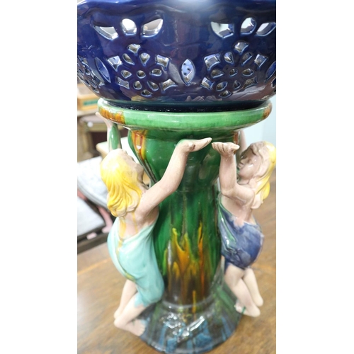 348 - Majolica jardinere - Approx height: 44cm