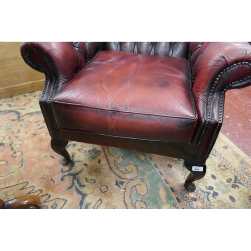 364 - 2 oxblood red leather armchairs