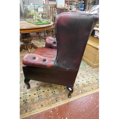 364 - 2 oxblood red leather armchairs