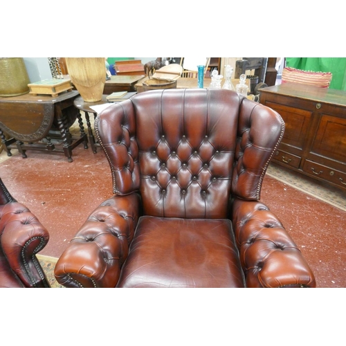 364 - 2 oxblood red leather armchairs