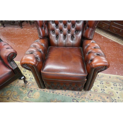 364 - 2 oxblood red leather armchairs