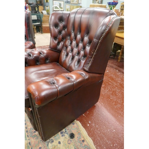 364 - 2 oxblood red leather armchairs