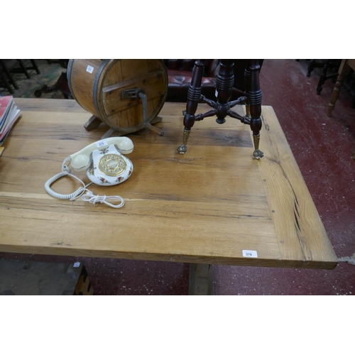 370 - Large & impressive stressed oak refectory table - Approx size: L: 236cm W: 90cm H: 79cm