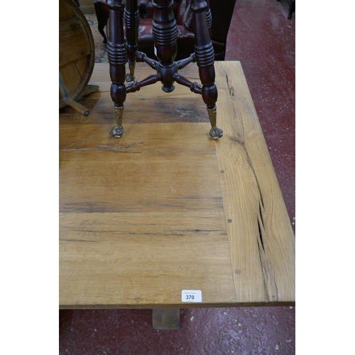 370 - Large & impressive stressed oak refectory table - Approx size: L: 236cm W: 90cm H: 79cm