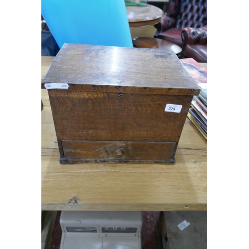 375 - Antique Wooden deed box - Approx size: W: 34cm D: 26cm H: 26cm