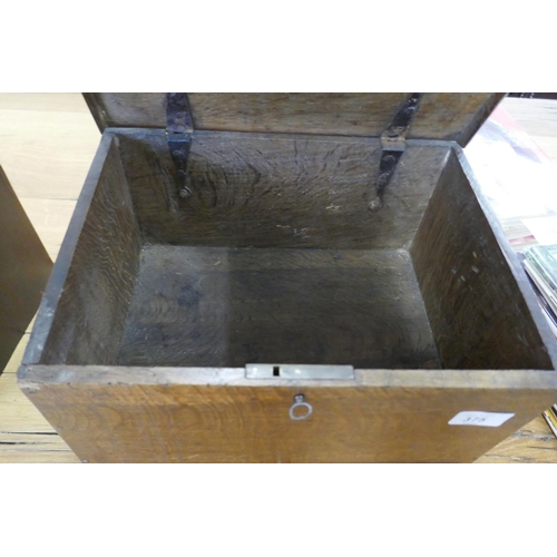 375 - Antique Wooden deed box - Approx size: W: 34cm D: 26cm H: 26cm