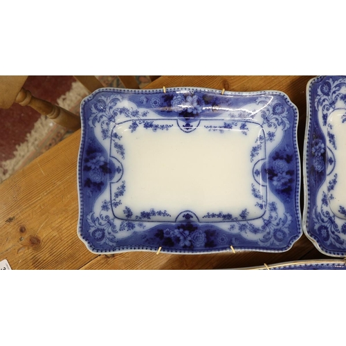 380 - Blue and white meat platters