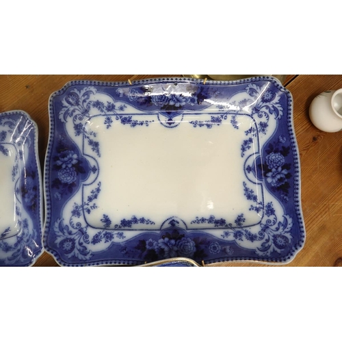 380 - Blue and white meat platters