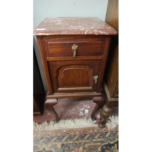 389 - Marble top bedside cabinet