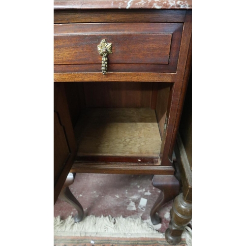 389 - Marble top bedside cabinet