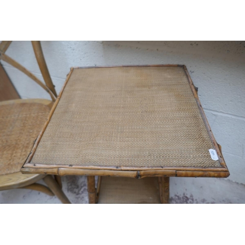 413 - Vintage bamboo side table and colonial style chair