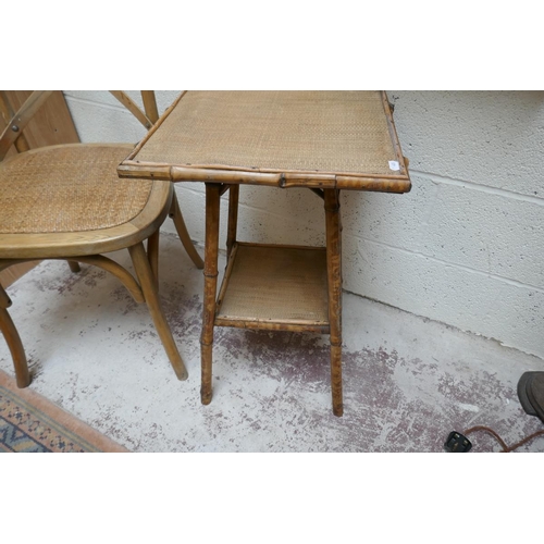 413 - Vintage bamboo side table and colonial style chair