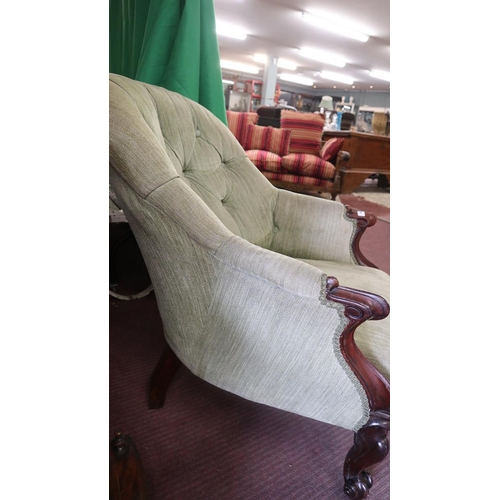 452 - Victorian well-shaped button-back armchair