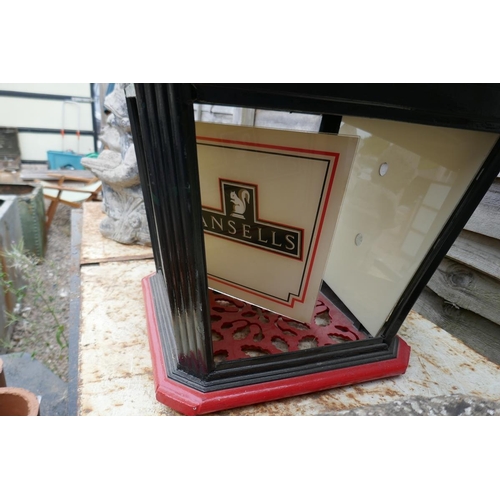 493 - Large metal hanging pub lantern (1 panel missing) - Approx height: 77cm