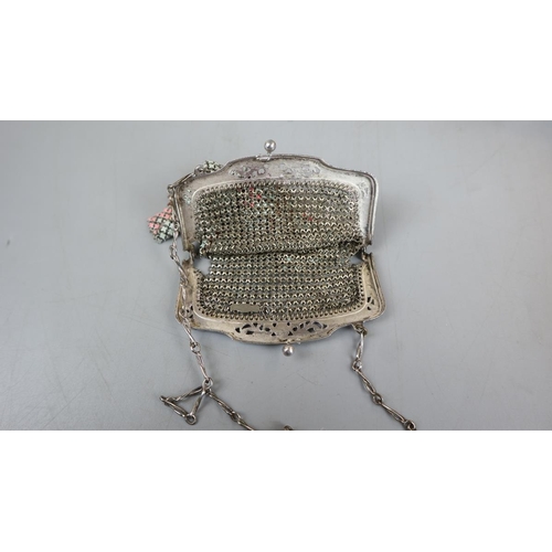 64 - Mesh & enamel purse by Whiting & Davis