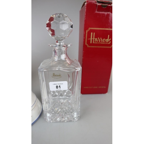 81 - Bell's Old Scottch whisky Wade commemorative bell and contents together with a Harrods cut glass dec... 