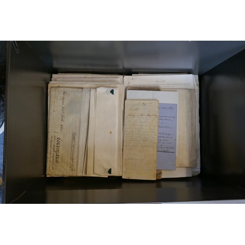 434 - 2 deed boxes containing 18th 19th and early 20th century parchments