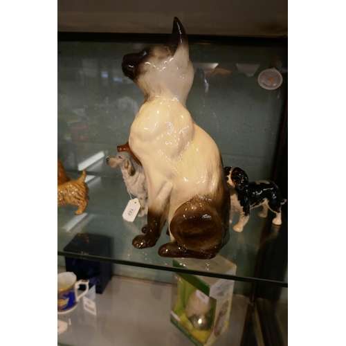 122 - Large Beswick cat together with 3 Beswick dogs