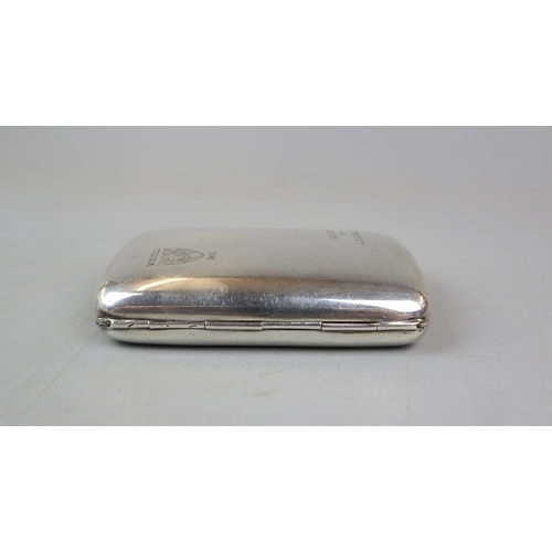 13 - Hallmarked silver cigarette case Birmingham 1904 engraved Winchester College - Approx weight: 93g