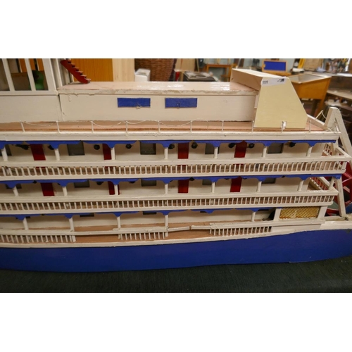 161 - Large scratch built model of a steamer paddle boat