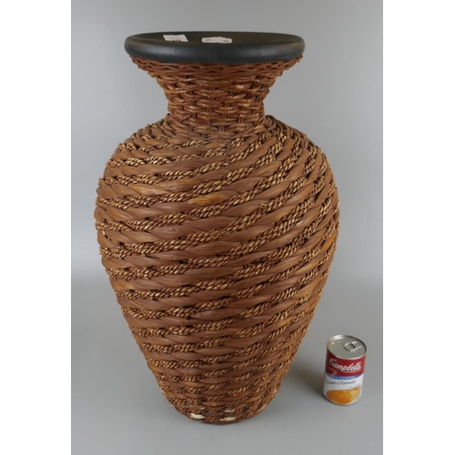 166 - Wicker and Terracotta Vase - Approx height: 60cm