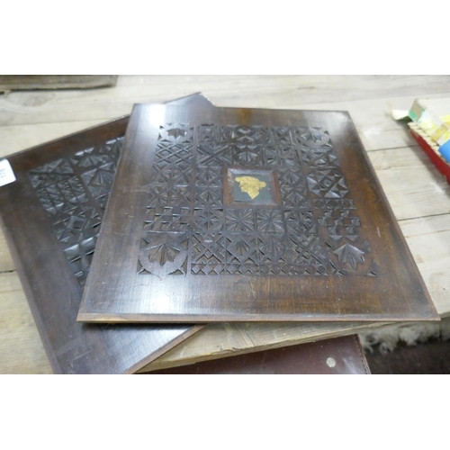 178 - 2 Oriental carved panels 