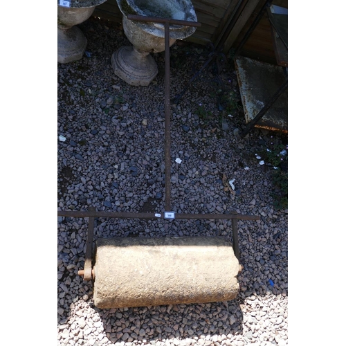 399 - Antique stone and metal roller